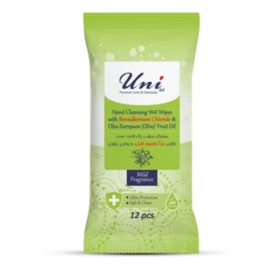 خرید دستمال مرطوب ضد عفونی کننده دست یونی لد مدل آنتی باکتریال حاوی روغن زیتون 12برگی جیبی