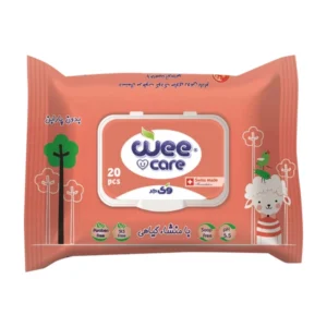 خرید دستمال مرطوب کودک وی کر حاوی عصاره جوانه گندم و روغن بادام - 20برگی