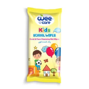 خرید دستمال مرطوب و پاک کننده دست و صورت کودک وی کر مدل پاک کننده قوی kids (زرد) - 12 برگی جیبی
