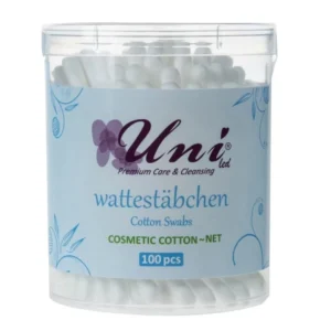 خرید گوش پاک کن یونی لد مدل استوانه ای 100% پنبه جعبه 100 عددی