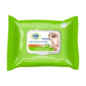خرید دستمال مرطوب پاک کننده آرایش وی کر حاوی عصاره جوجوبا و آلوئه ورا - 20برگی