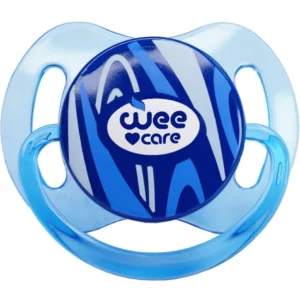 خرید پستانک ارتودنسی وی کر مدل بادامی شفاف دسته دار Comfort سایز +3ماه - (Wee Care-P145)